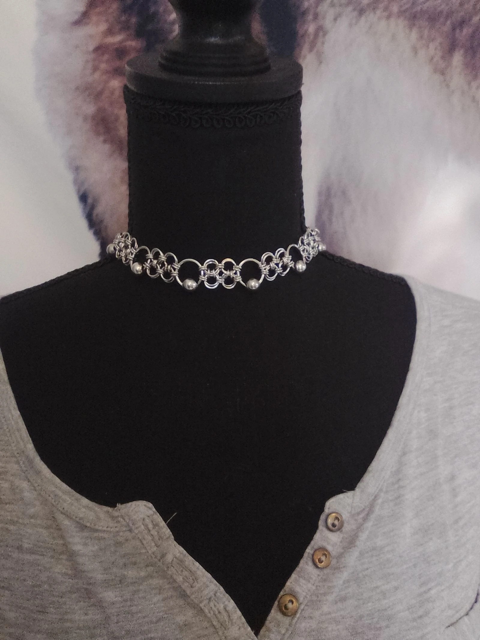 Collier choker unisexe chainmail japonais 